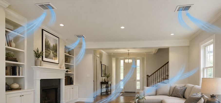 Professional air duct cleaning improving airflow throughout the home.