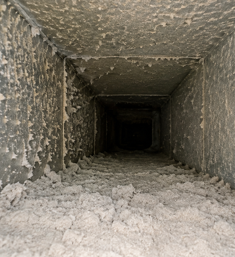 Professional air duct cleaning service inspecting a residential HVAC duct system in Lewisville.