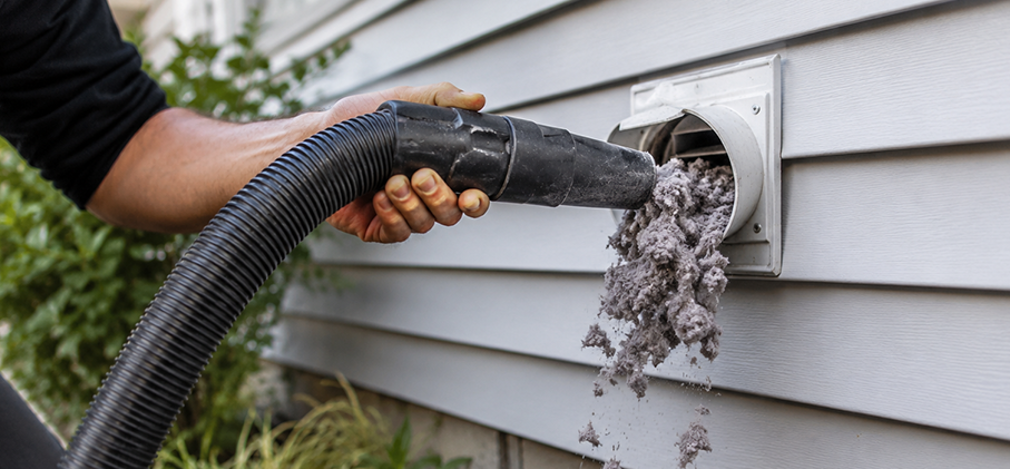 Professional dryer vent cleaning improving exhaust airflow.