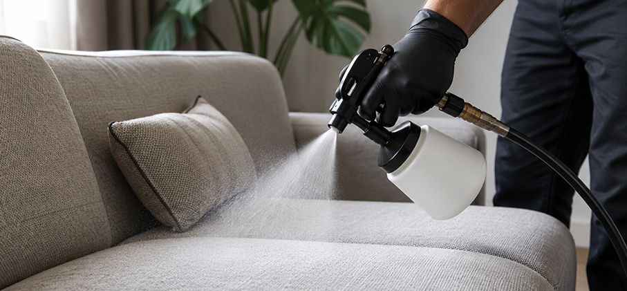 Freshly cleaned upholstery with optional fabric protection applied.