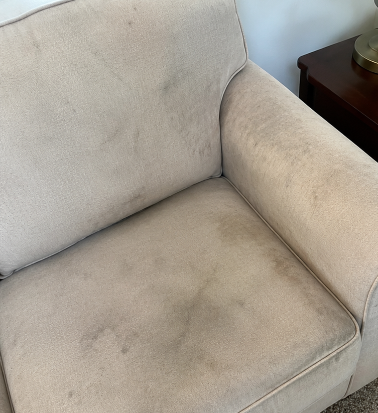 Professional upholstery cleaning service restoring furniture in a Lewisville home.